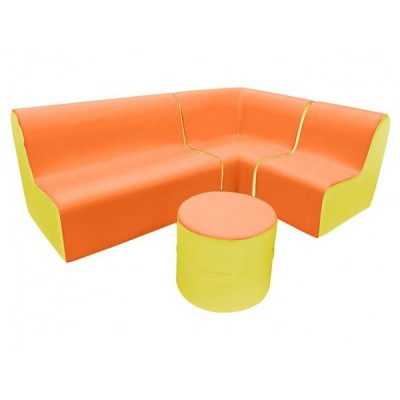 Renkli Konfor: Köşeli Sünger Oturma Grubu (4'lü) Turuncu-Sarı