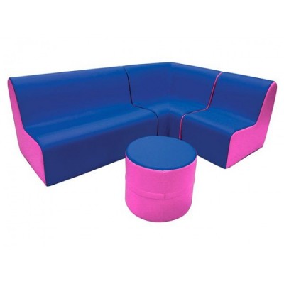 Renkli Konfor: Köşeli Sünger Oturma Grubu (4'lü) Mavi-Pembe