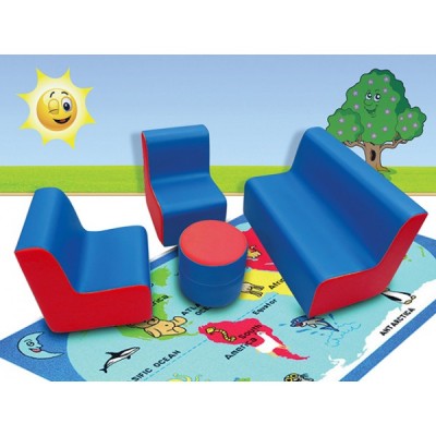 Oturma Grubu Mavi-Kırmızı 4'lü