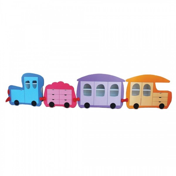 Tren Dolap 400x105x37 cm: Anaokulları İçin Eğlenceli Depolama