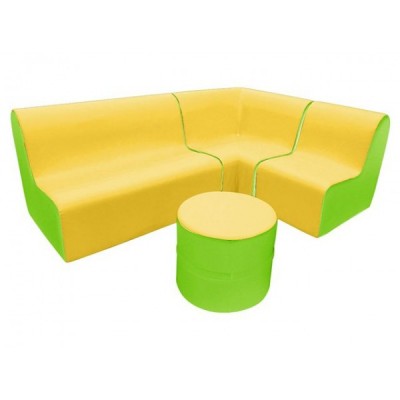Köşeli Sünger Oturma Grubu (4'lü) Yeşil-Sarı