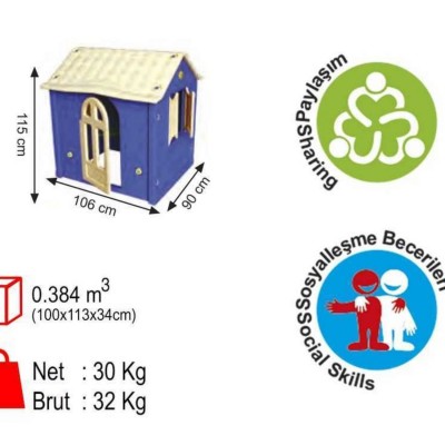Plastik Kral Ev Tek Kapılı – Eğlenceli ve Güvenli Oyun Evi