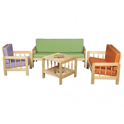 Renkli Minderli Ahşap Koltuk Takımı - Konfor ve Estetik