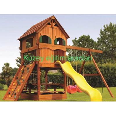 Dış Mekan Ahşap Çocuk Oyun parkı 3 