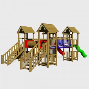 Ahşap Çocuk Oyun Parkı Köprülü ve Kuleli - Dayanıklı Tasarım